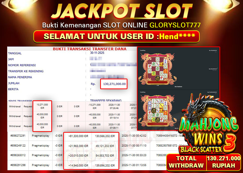 GLORYSLOT777 JACKPOT SLOT BLACKSCATTER Rp 130,271,000 - LUNAS