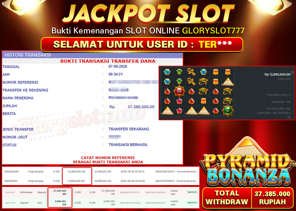 GLORYSLOT777 JACKPOT SLOT PYRAMID BONANZA Rp 37.385.000,- LUNAS